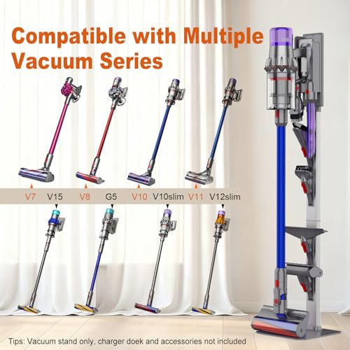 Image of Vacuum Stand for Dyson V6 V7 V8 V10 V11 V12 V15 Stable High Strength Aluminum Storage Bracket Handheld Cordless Vacuum Cleaners Accessories (White)