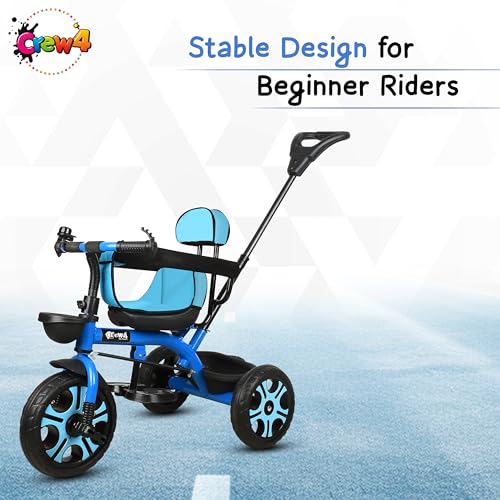 Image of Tricycle 1 Years to 5 Years with Removable Safety Guard and Parental Control Back Side Push Handle with Rubber Tyre for Kid's CR07 (Blue 3)