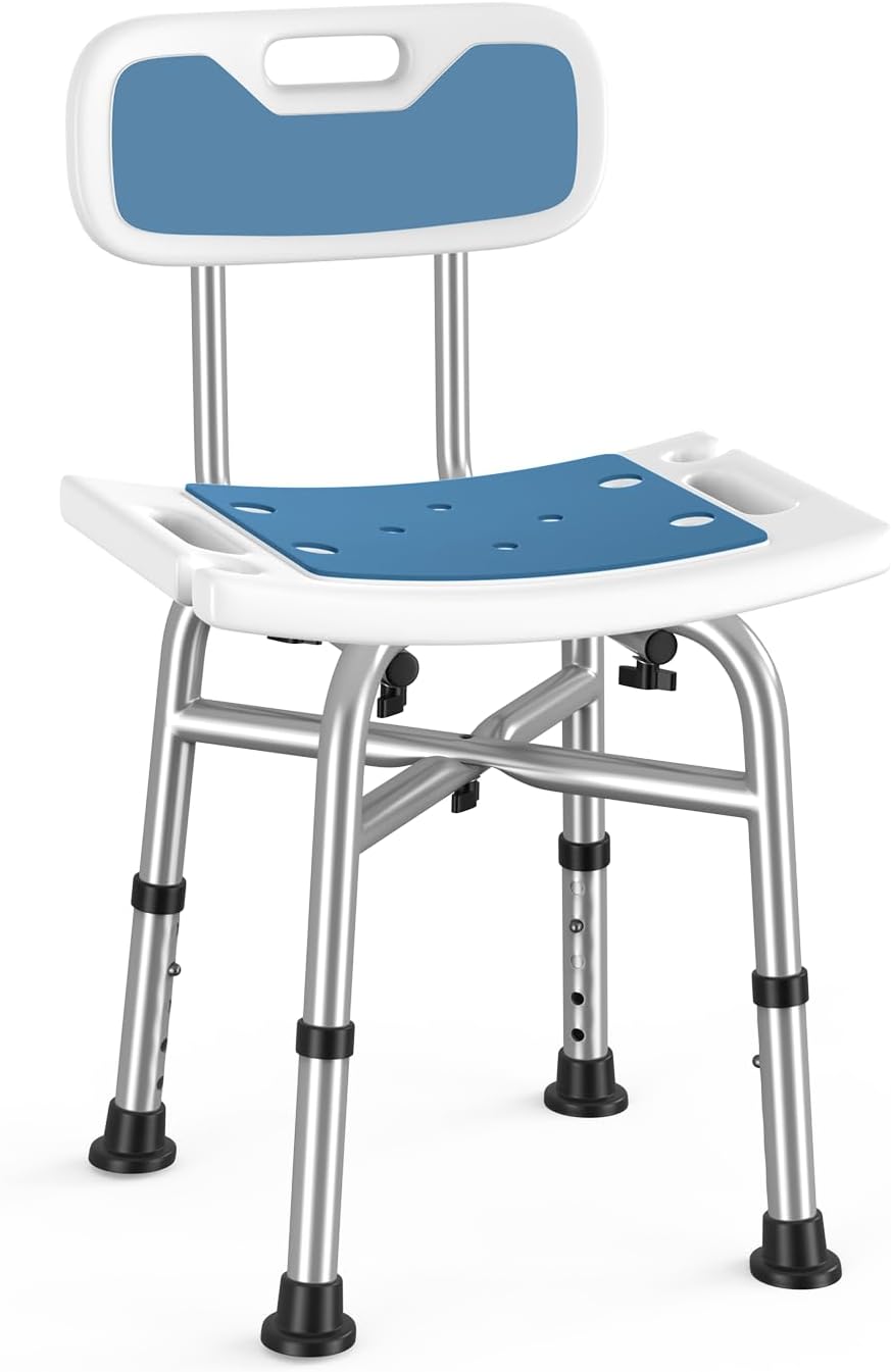 Shower Chair for Inside Shower, Heavy Duty 450lbs Shower Stool, 5 Height Adjustable Shower Seat for Adult, Non-Slip Bath Chair