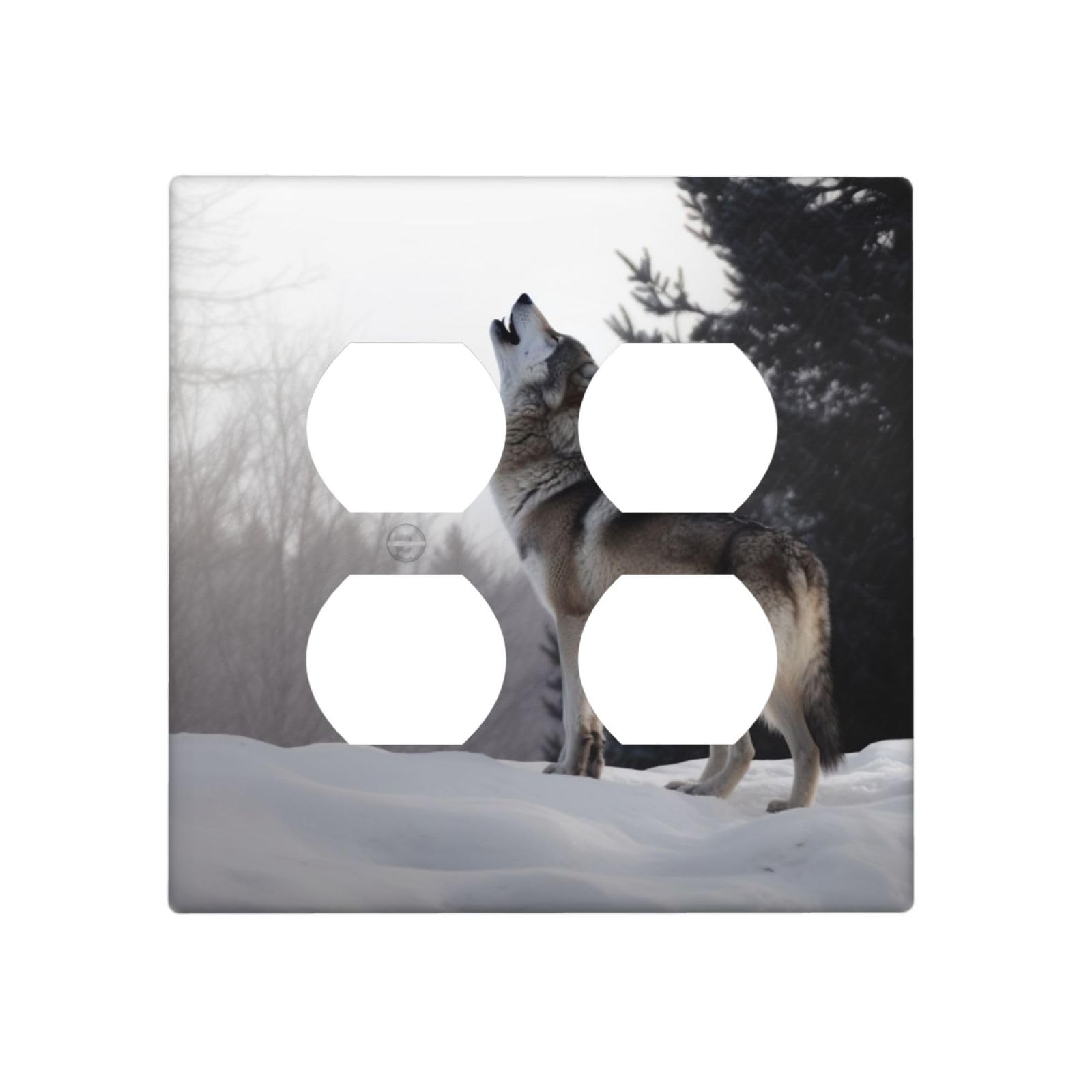 Decorator Wall Plate 2 Gang Light Switch Covers howling wolf Wallplate Double Toggle Switch Plate Standard Size Electrical Outlet Covers Decorative Wall Switch Plate Cover