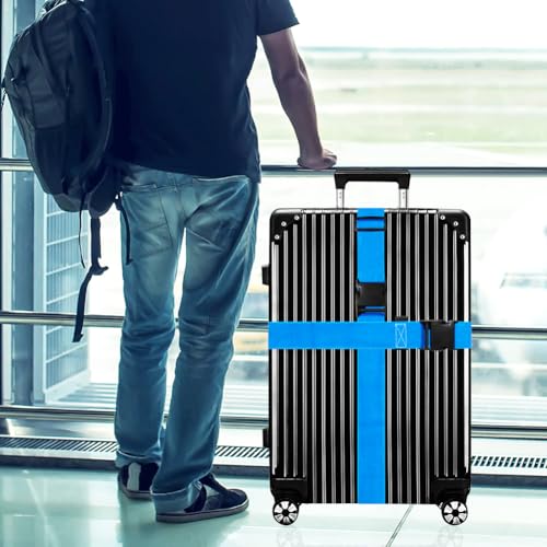Image of Luggage Straps for Suitcases TSA Approved-2 Pack Bright Personalized Luggage Belt Strap for Suitcase /Carry On Bag Luggage Accessories for Travel (SkyBlue)