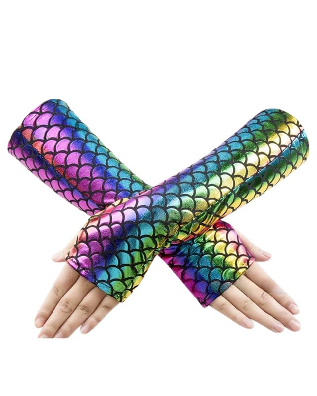 SACHUI® Magic Mermaid Dress Fish Scale Gloves Stage Performance Costume Gloves | Rainbow-image-38