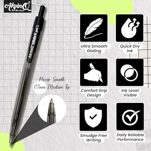 Bolígrafos retractiles de tinta gel negra AKVINQ x100 miniatura 2