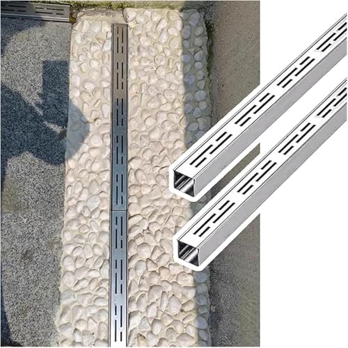 5 Pack Micro Drainage Channel Kit - 100x10x4cm Detachable Grate, Efficient Deblocker for Sidewalk, Driveway & Outdoor Water Management System