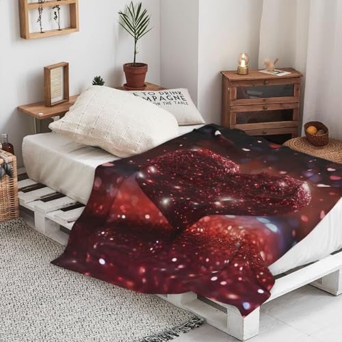 Couverture polaire douce rouge cœur : idée cadeau pour réchauffer le canapé