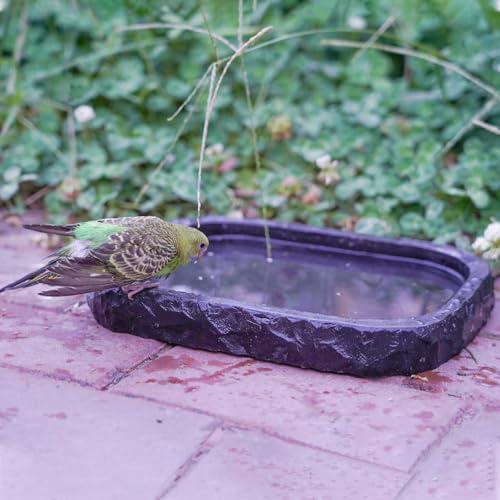 Handmade Natural Stone Bird Bath, Ground Bird Baths for Outdoors,...