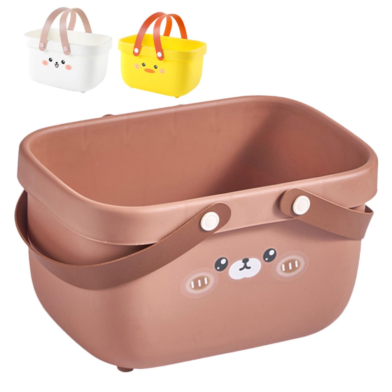 Cesta de Ducha para Baño de 3 Piezas, Pp y Cuero, Portátil
