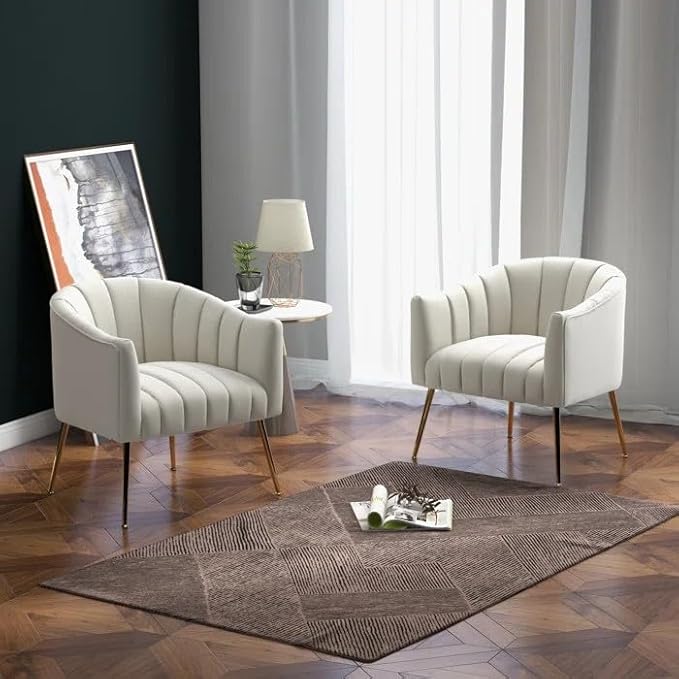 CROWN FURNITURE ART Arm Chair Tuffted Back Set of 2 Velvet Accent