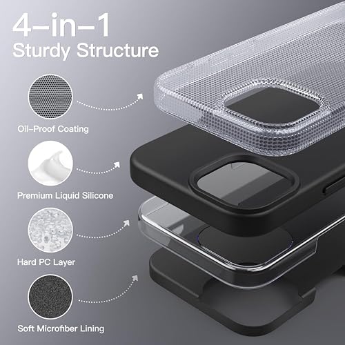 Image of SBMS Liquid Silicone Case for iPhone 15 6.1-Inch, Logo Cut Silky-Soft Touch Full-Body Protective Phone Case, Shockproof Back Cover for iPhone 15 (Black)