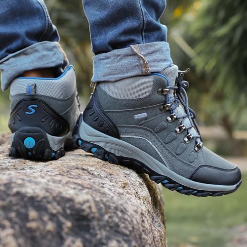 Men's Anti Slip and Wear Resistant Lace Up Hiking Boots Comfortable and Breathable Walking Boots Rubber Soles Tourist Boots Walking Boots Climbing Boots4