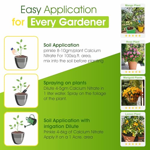 Image of Go Garden Calcium Nitrate Fertilizer For Plants (100% Water Soluble Fertilizer) Plant Food Ready To Use For All Plants 900 Gram, Powder Form
