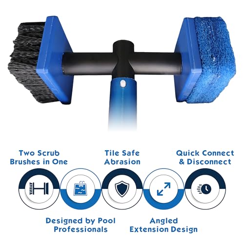 Image of Pool Tile Brush Scrubber 2-in-1 Scrub and Scour Waterline Tile Scale Cleaner - Easily Clean Swimming Pool Tiles Flip Brush