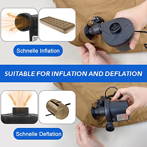 Jsdoin Elektrische Luftpumpe,Luftpumpe luftmatratze, 2 in 1 Inflate und Deflate Elektrische Pump mit 3 Luftdüse für aufblasbare Matratze,Boot,Luftmatratze Pool,Schwimmring