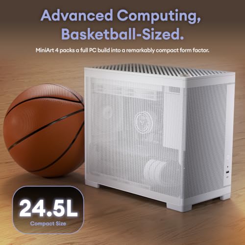 Image of Okinos MiniArt 4 Micro ATX PC case, 2x120mm Reverse 3 Pin Fans & 1x120mm 3 Pin Fan Pre-Installed, 240mm Radiator Support, Compact MATX Case, Front Mounted PSU, MiniArt Series White