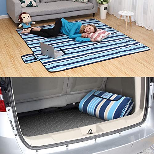 SONGMICS 200 x 200 cm XXL Picknickdecke Fleece wärmeisoliert wasserdicht mit Tragegriff GCM70L-6