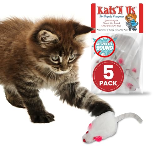 Kats'N Us Real Rabbit Fur White Mouse Cat Toy -