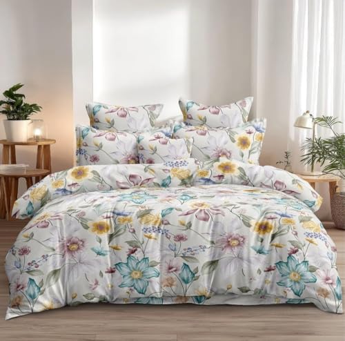 Image of 300 TC Microfiber XXL Soft Cotton Super King Size Bedsheet for Double Bed, King Size 108 Inches X 108 Inches, 9 Feet, 275 X 275 cm with 2 Large Size Pillow Covers |Green Patti