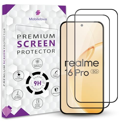 Image of Premium Tempered Glass Screen Protector Guard For Realme 16 Pro 5G (6.78 Inch, Pack of 2) | Edge to Edge Coverage With Easy to installation kit
