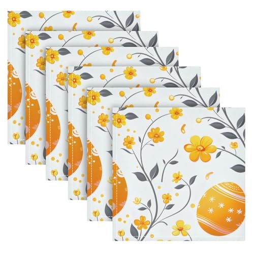 Servilletas de tela senya juego x6 amarillas flor miniatura 2