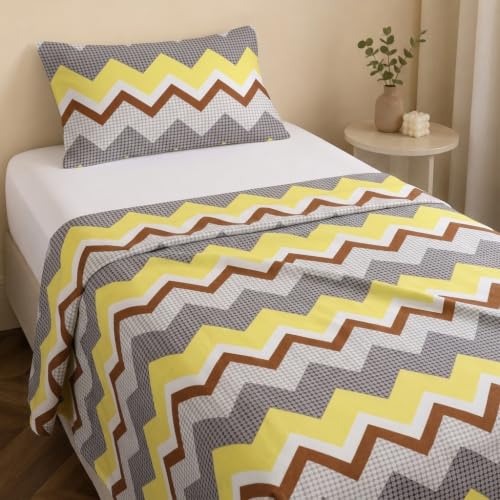 Image of IVAZA Turkish Cotton 280 TC Super Soft Warm Bedsheet Set for Single Size Bed, Durable bedsheet with 1 Pillow Cover Yellow Wine
