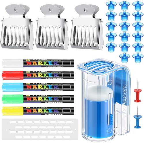Yalikop 62 Pieces Queen Bee Marker Kit 1 Marking Bottle 5 Marking Pen 1 Beehive Entrance Door 50 Bee Keeping Platforms 3 Marker Clips 2 Push Pins Trap Beekeeper Supplies Tools(Blue)