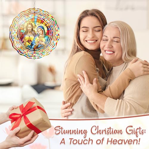 Image of FLAGWIX Sacred Heart Christian Wind Spinner, 12 in Stainless Steel