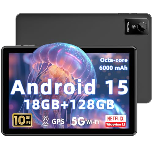 Image of 10.1 Inch Android 15 Tablet with Gemini AI, 18GB RAM 128GB ROM (1TB Expandable), Octa-Core Processor, 1280x800 IPS HD Display, 6000mAh Battery, WiFi 6, Dual 5MP /8MP Camera, Bluetooth