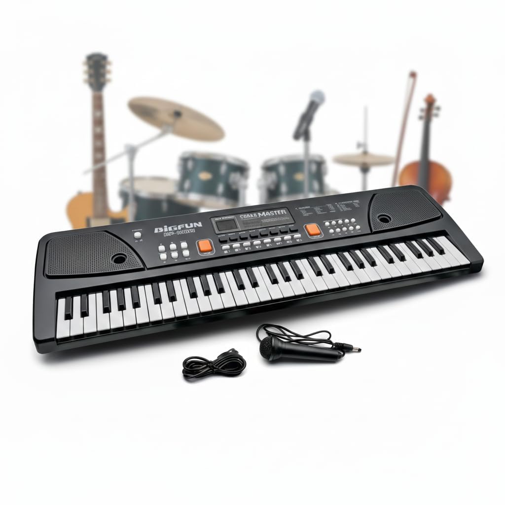 61-Key Electronic Keyboard Piano for Kids & Beginners, Musical Instrument Toy with Microphone, 16 Tones, 8 Rhythms, 6 Demo Songs & Recording Function |Single Speaker (Battery Not Included)-image-17