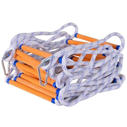 LZ.MZXU Scala di Corda, Scale di Emergenza 3M Scaletta di Corda di Sicurezza Portatile Scala Pieghevole con 2 Ganci per Finestra Balcone e Ringhiera per Bambini Adulti (10mm)