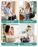 LOVEVOOK Teacher Tote Bag for Women Work Laptop Purse With Large Cup Holder