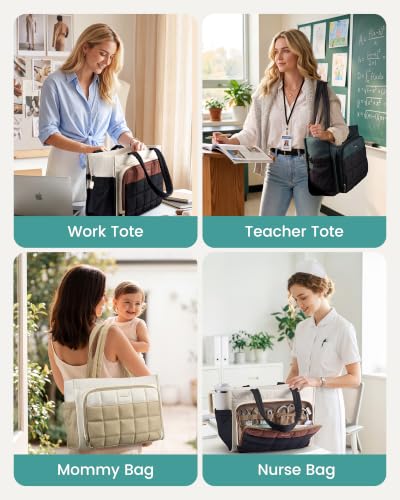 LOVEVOOK Teacher Tote Bag for Women Work Laptop Purse With Large Cup Holder