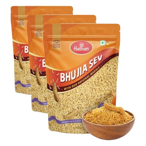 Image of Haldiram's Nagpur Bhujia Sev, Spicy, 400 Gram (Pack of 3)
