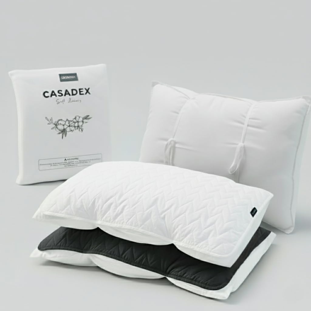 Funda de almohada de algodón acolchado de 250 hilos con banda ajustable (blanco)