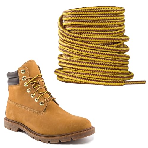 NDTEZUGT 4.5mm Boot Laces for Hiking Boots, 3/16' Heavy Duty Shoelaces Replacement for Outdoor Working Combat (Yellow-Brown, 72'/180cm)