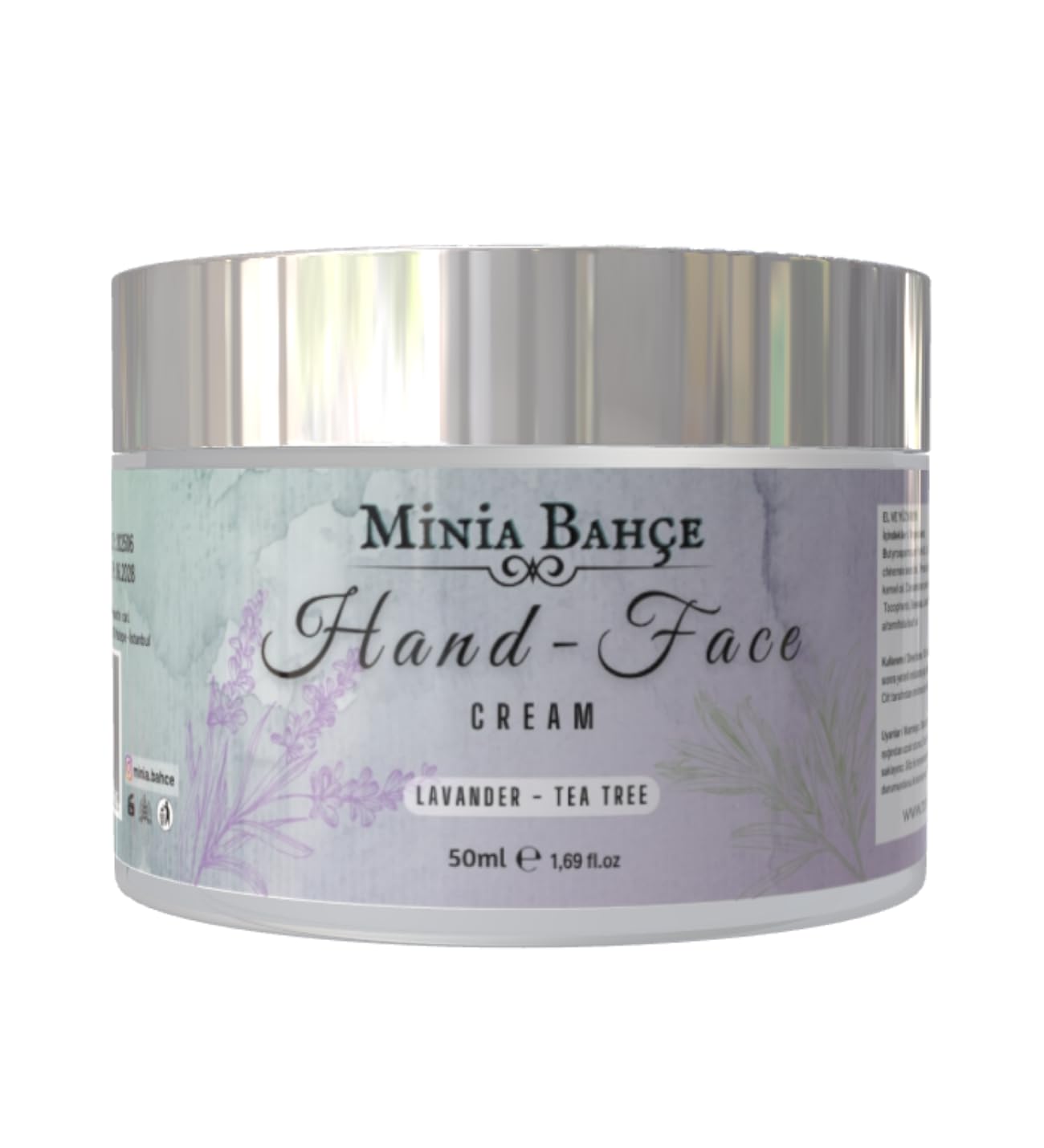Minia Bahçe Bitki Sanat Atölyesi Koruyucu & Besleyici El ve Yüz Kremi,%100 Saf ve Katkısız, Lavanta - Çay Ağacı Yağı, 50ml