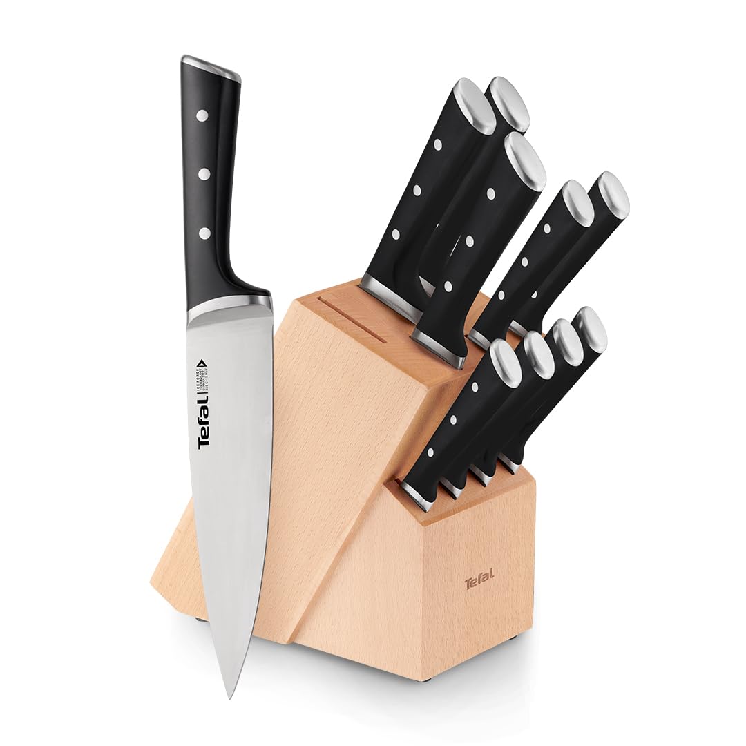 TefalK232SA04 Ice Force 10 Piece Knife Set, Cooled at -80°C, Long-lasting Cutting Performance, Strong Corrosion Resistance, Durable German Stainless Steel