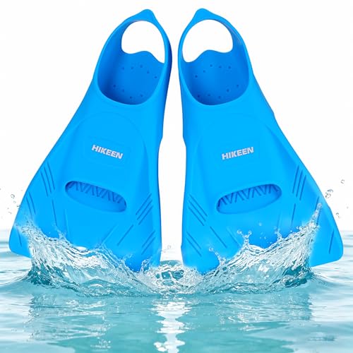 Hikeen Aletas Natacion Piscina de Talón Abierto: Aletas Cortas Natacion Silicona Pura para Adultos Jóvenes, Aletas Buceo Aletas Snorkel Punta Abierta Baja Resistencia, Incluye Bolsa de Malla–S