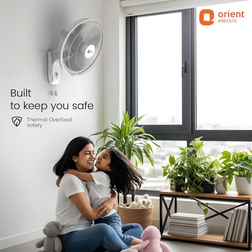 Image of Orient Electric Wall 97 | High Speed Wall Fan for Home | 100% Copper Motor | 90 Degree Oscillation with Tilt Mechanism | 3 Speed Pull Cord | Thermal Overload Protection | Military Grade Guard | Grey
