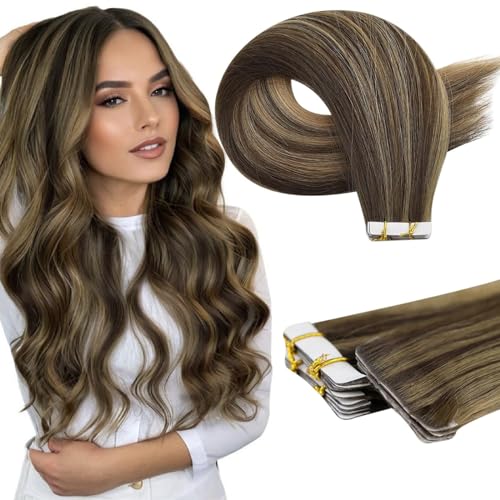 Image of Full Shine Seamless Machine Remy Virgin Extensions Human Hair Color BM Injection Tape in Extensions 20Gram Invisible Skin Weft Tape in Hair Extensions Human Hair 14Inch 10Pcs For Wedding