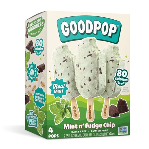 GOODPOP - Dairy Free Mint N' Fudge Chip Bars - Non-GMO, Gluten Free, 4 Count