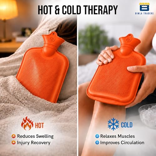 Image of Btag Hot Water Bag (2Ltr) for Pain Relief | Non-Electric Rubber Heating Bottle Period Cramps, Body Aches | Long Heat Retention | Wide Mouth with Leak Proof Cap & Skin Friendly Material (Orange)