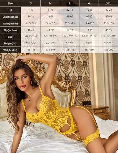 Image of Avidlove Lingerie for Women Lace Corset and Panty Outfits Garter Lingerie Sets S-XXL