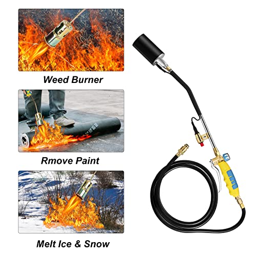 YOUDO-Propane-Torch-Weed-Burner-Heavy-Duty-Flame-Thrower-500-BTU-with-CSA-Certificate-Extra-Long-6FT-Hose-Push-Button-Igniter-Flame-Control-Ergonomic-Handle-for-Garden-Weeds-Ice-Snow