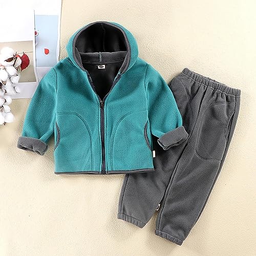 Toddler/Little Boys Boys Shaker Suit Long Sleeved Hooded Jacket Color Zipper Top + Solid Color Mutual Baby2