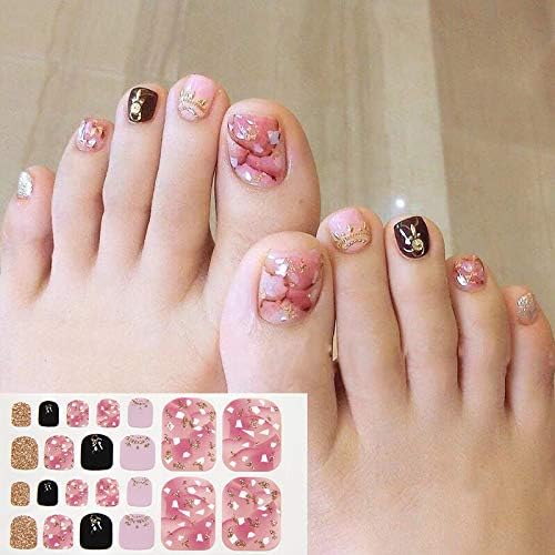 SIUSIO 132 pcs 6 Sheets Full Nail Wraps Toe Nail Polish Strips Stickers DIY Glitter Glue Adhesive Nails Art Sticker for Women Girls (Summer Flowers)