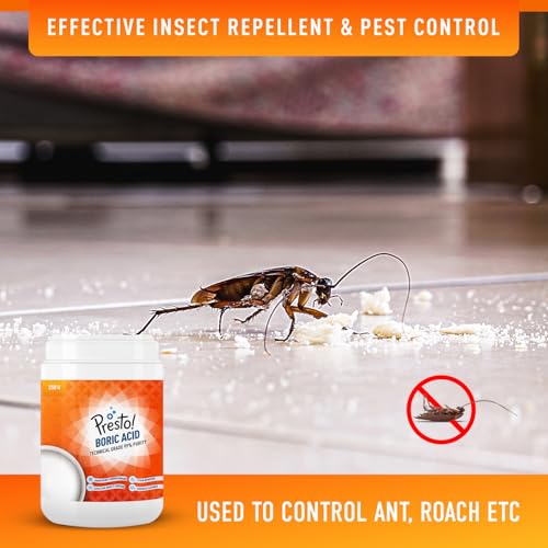 Image of Amazon Brand - Presto! Boric Acid Powder | 250 Gram | Technical Grade 99% Pure | Multipurpose Use for Pest Control, Cleaning, & Carrom Board