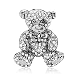Cute Rhinestone Small Bear Brooch Pins For Women Men Dainty Crystal Bowknot Animal Enamel Corsage Scarf Clips Clothing Shawl Badge Lapel Collar Brooch Fashion Christmas Holiday Birthday Jewelry Gifts (Silver)