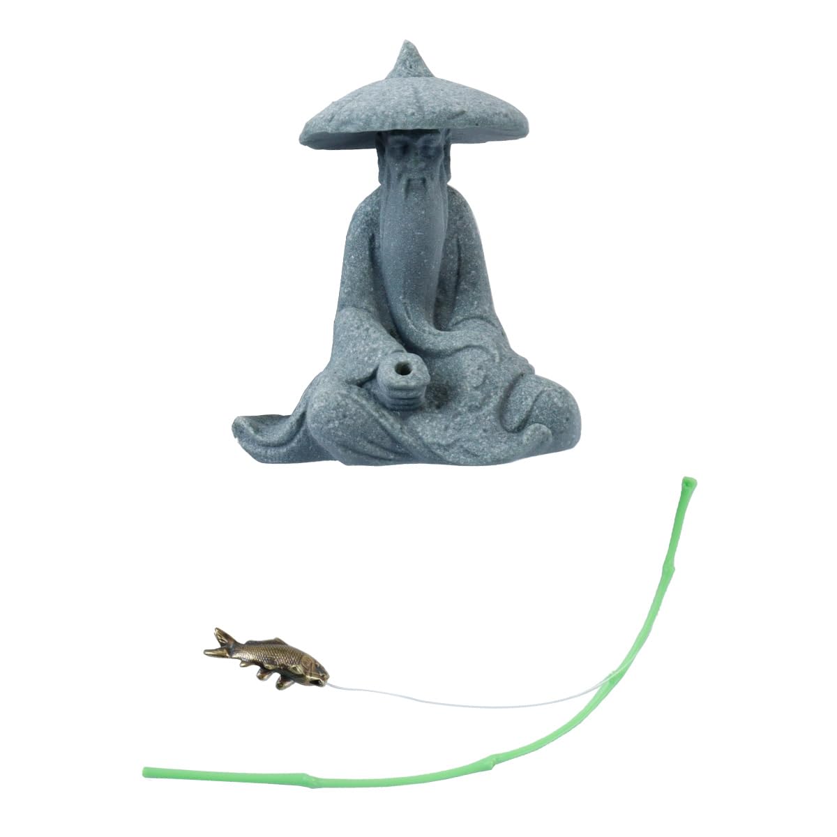 Mini figurine de pêcheur en grès, décorations asiatiques pour aquarium, ornements de jardin japonais