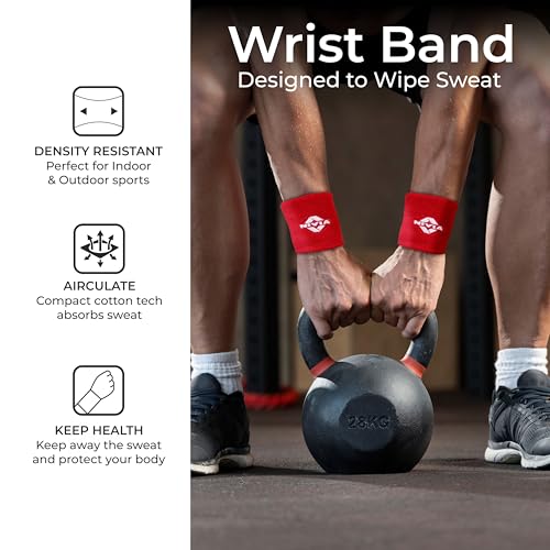 Image of Nivia Sweatband for Men & Women, Wristbands for Tennis, Basketball, Running, Sweat Band for Gym & Athletes (Small, Red)