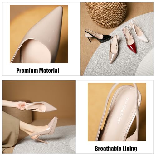Women's Leather Pointed Toe Stiletto Slingback Pumps Sexy Platform Skinny High Heel Elastic Strap Slip On Dress Sandals For Wedding Party2